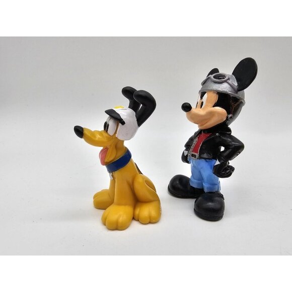 Vintage Disney Mickey Mouse And Pluto Biker Motorcycle Toys Cake Cupcake Topper - Picture 2 of 7